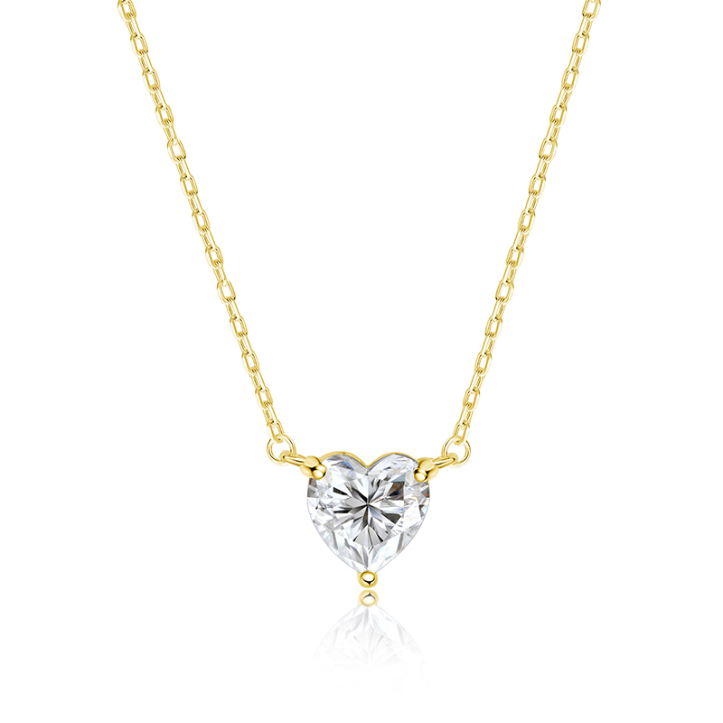 Heart Cut Moissanite Necklace for Women 1CT 2CT 3CT Sterling Silver Pendant