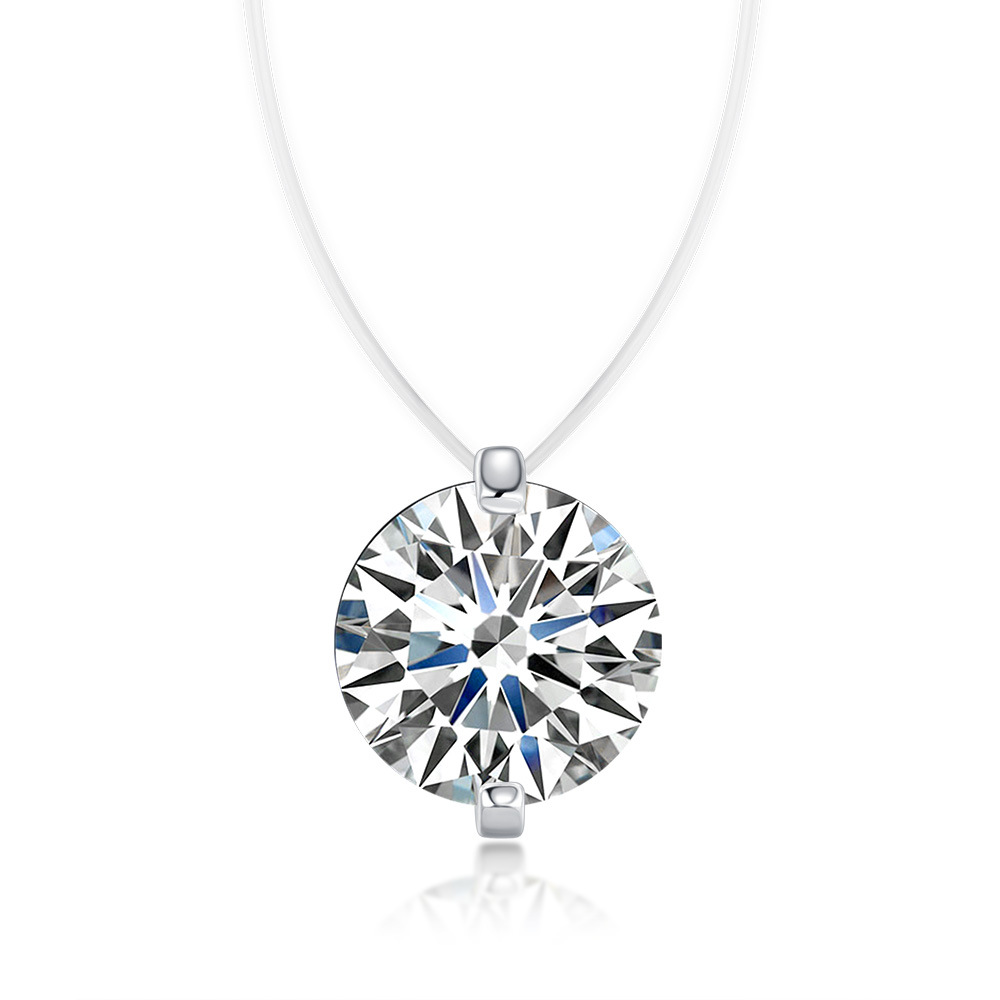 Floating Moissanite Necklace for Women S925 Sterling Silver Invisible Pendant