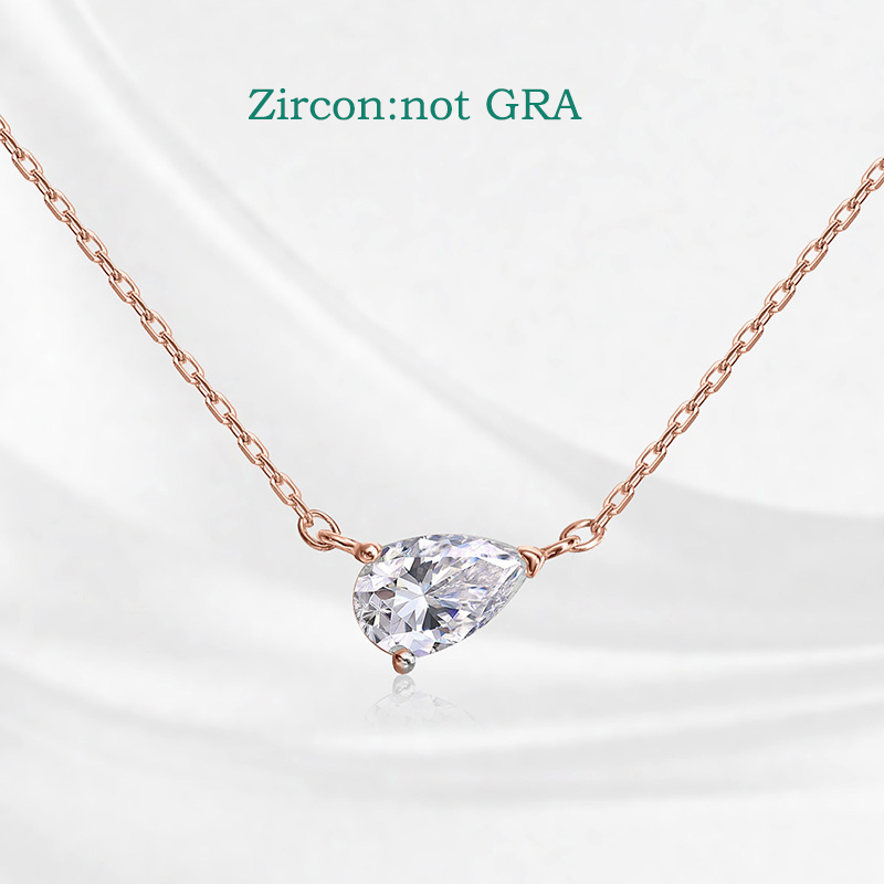 Pear Cut Moissanite Necklace 925 Sterling Silver 18K White Gold Plated Pendant