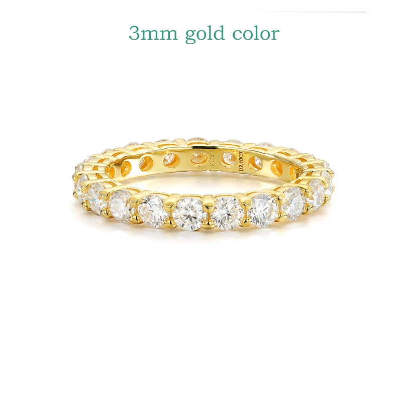 Moissanite Eternity Ring 18K Gold Plated 925 Sterling Silver Wedding Band