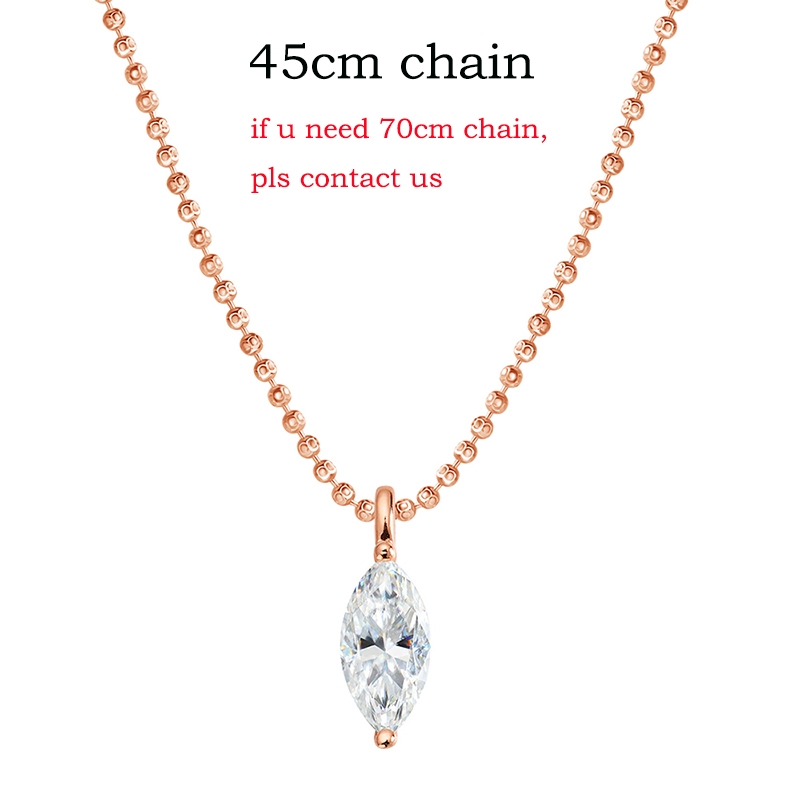 3CT Marquise Moissanite Necklace Sterling Silver Solitaire Pendant for Women