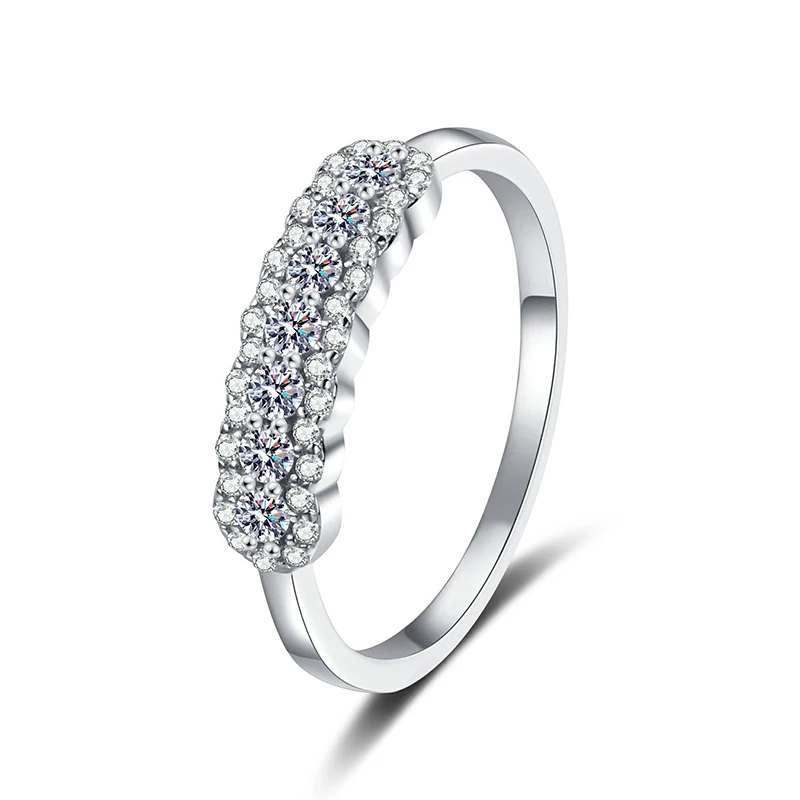 2mm Moissanite Eternity Ring Sterling Silver Wedding Band for Women