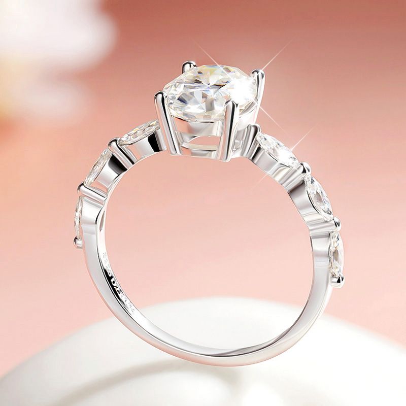 Oval Cut Moissanite Engagement Ring 1CT 2CT S925 Sterling Silver Bridal Ring