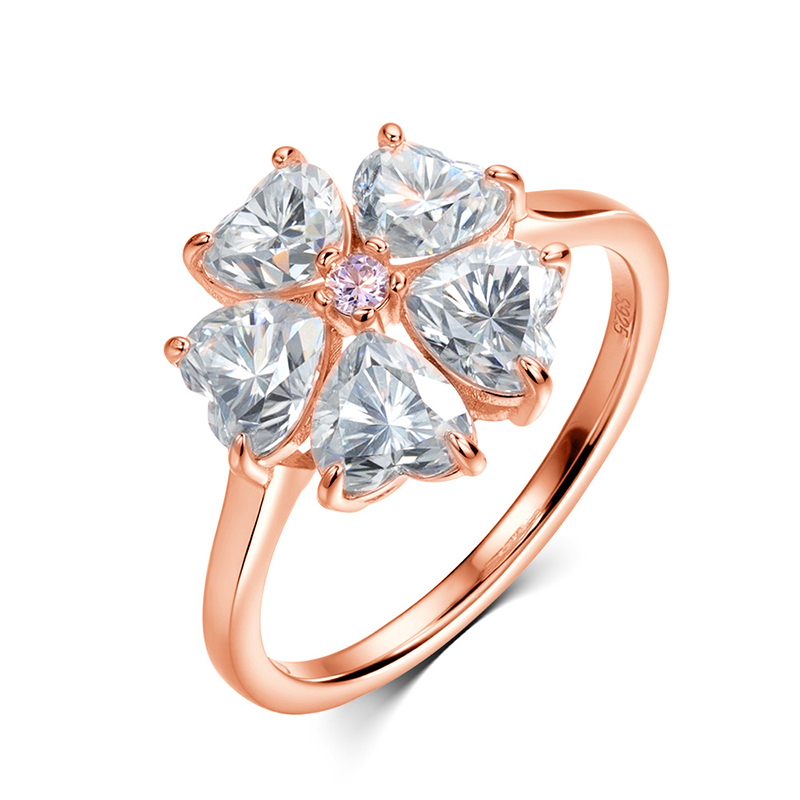 14K Gold Plated Moissanite Ring for Women 925 Sterling Silver Wedding Band