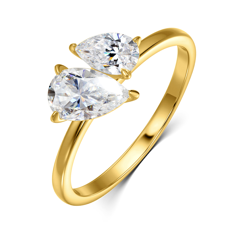 Double Pear Cut Moissanite Ring 925 Sterling Silver Toi Et Moi Engagement Ring