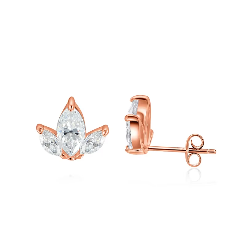 Marquise Cut Moissanite Stud Earrings in 925 Sterling Silver