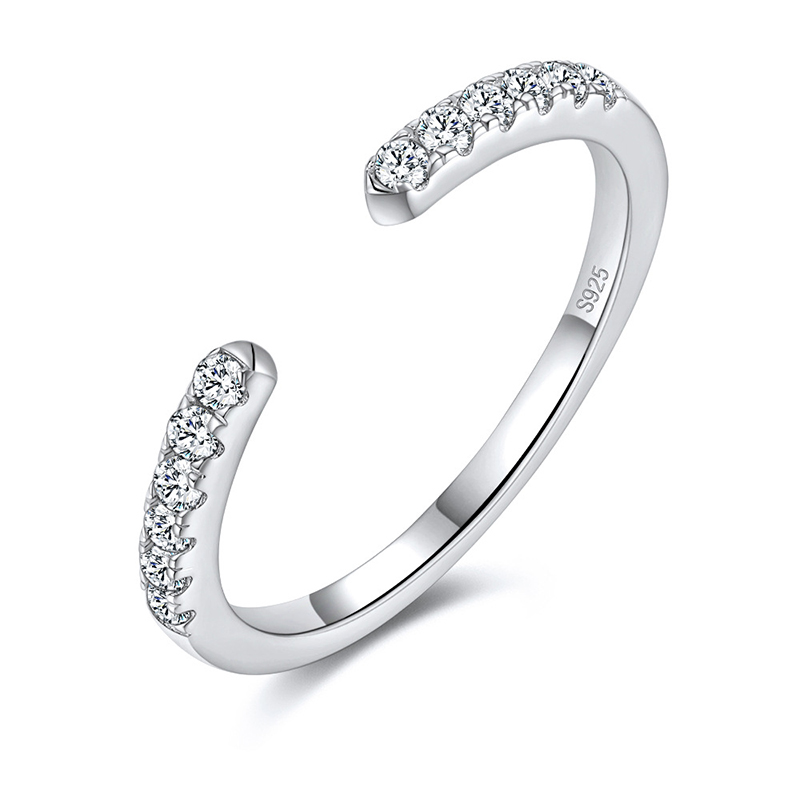 Radiant Adjustable Moissanite Wedding Band in 925 Sterling Silver