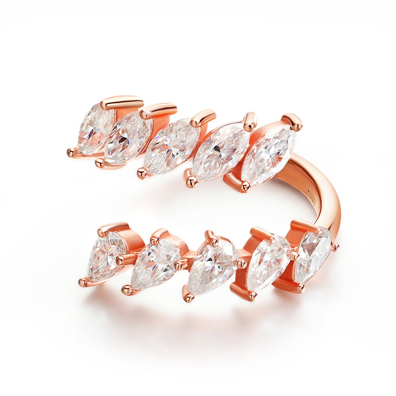 Pear Marquise Moissanite Ring D Color Sterling Silver Wedding Band
