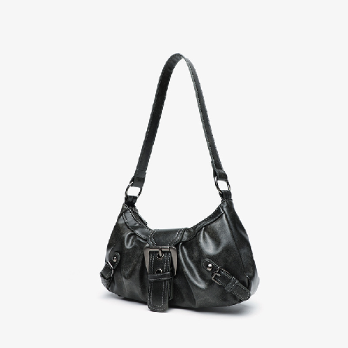 Vintage Y2K Shoulder Bag Retro PU Leather Underarm Purse for Women