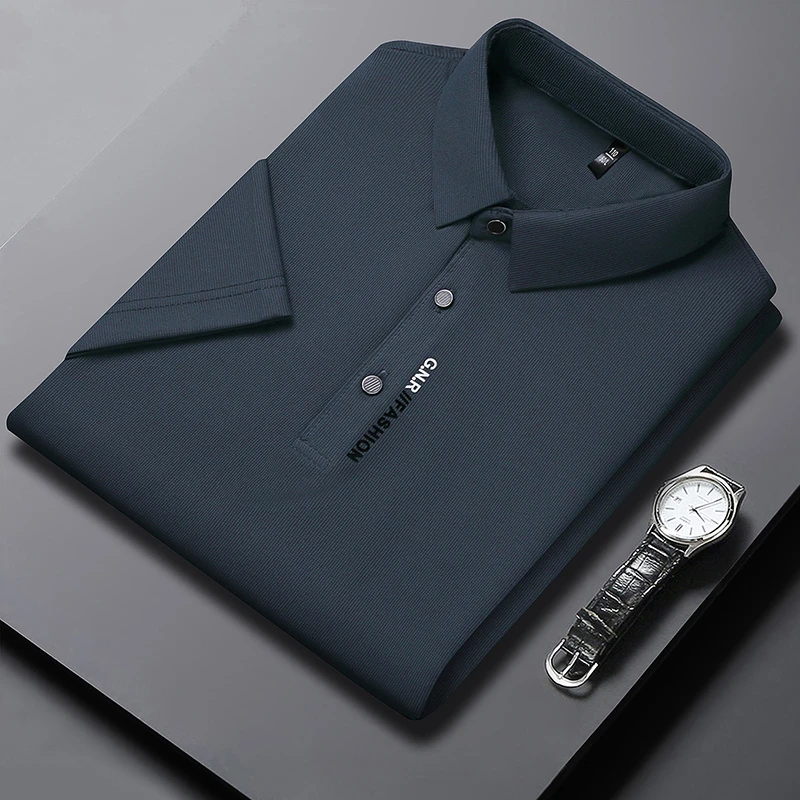 Men's Breathable Short Sleeve Polo Shirt Solid Color Stretch Casual Top