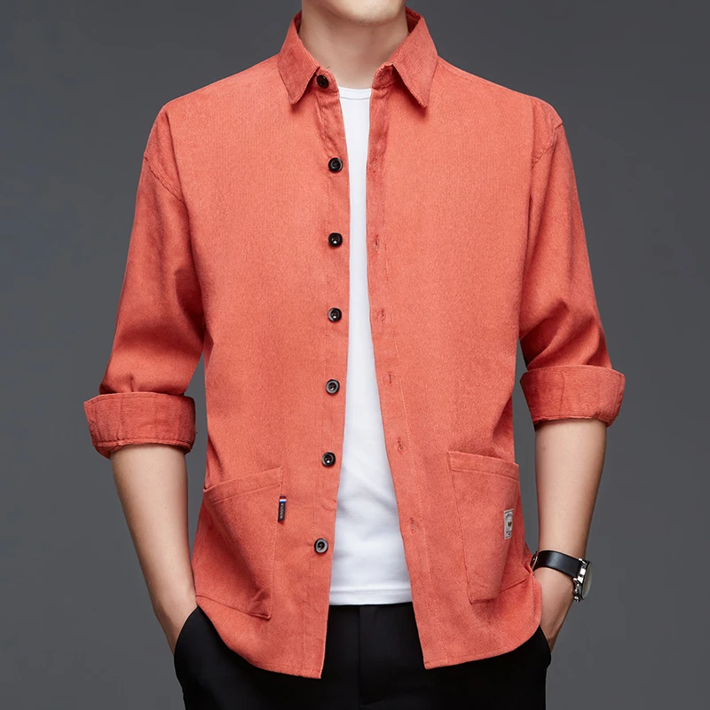 Men's Breathable Long Sleeve Workwear Shirt Casual Solid Color All Season Top
