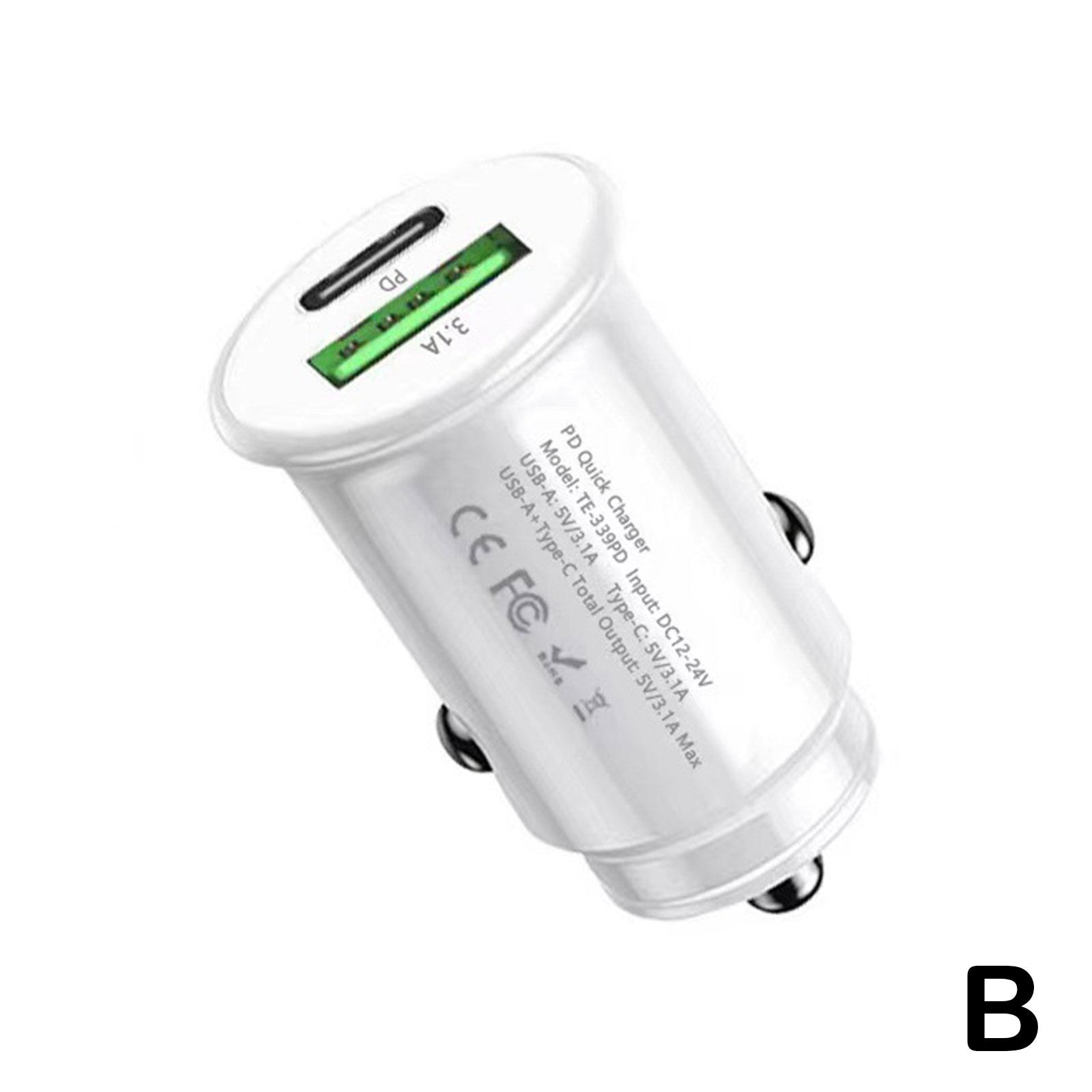 20W Dual Port USB C Car Charger with PD QC3.0 Fast Charging
