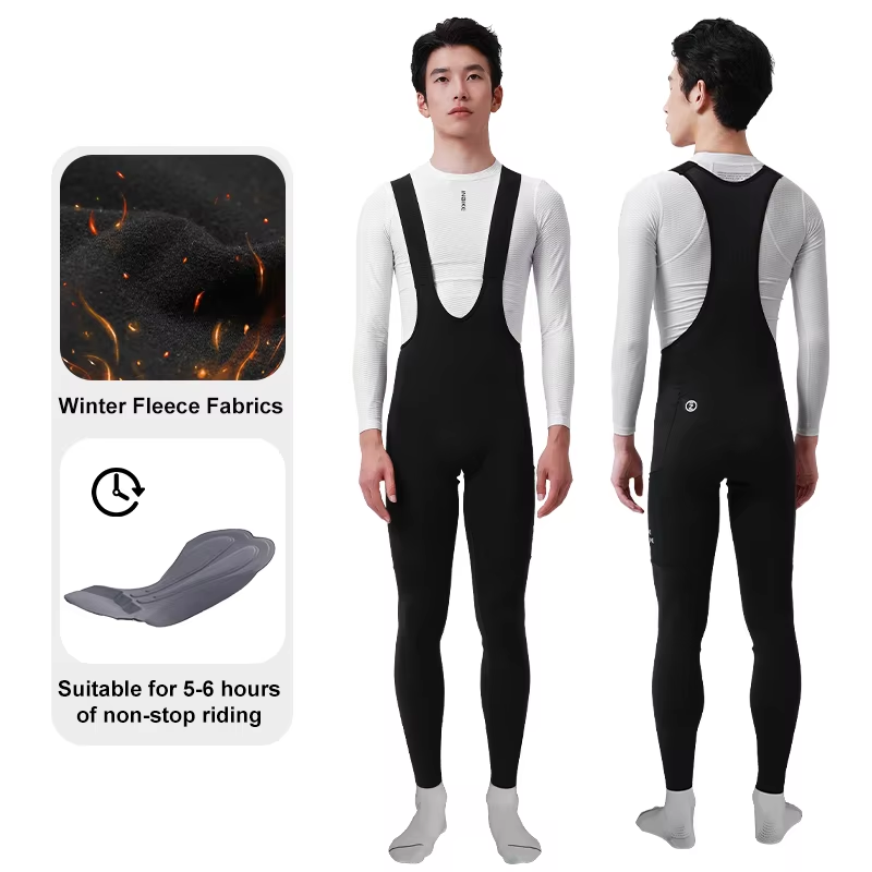 Men's Winter Cycling Bib Tights Thermal Fleece 3D Padded Bike Pants