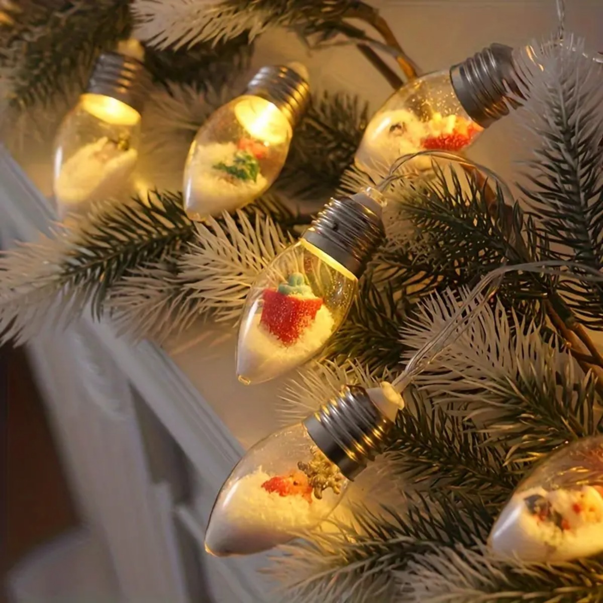 Christmas Snowball String Lights Battery Powered 10 20 LED Holiday Fairy Lights