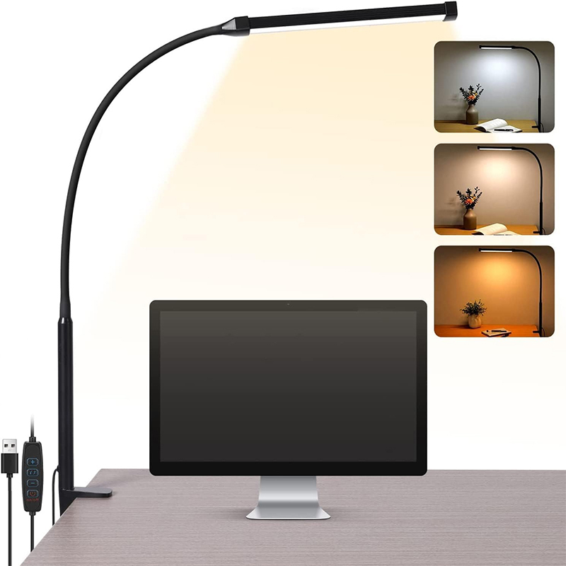 Dual Head LED Desk Lamp with Clamp Adjustable Architect Desk Light
