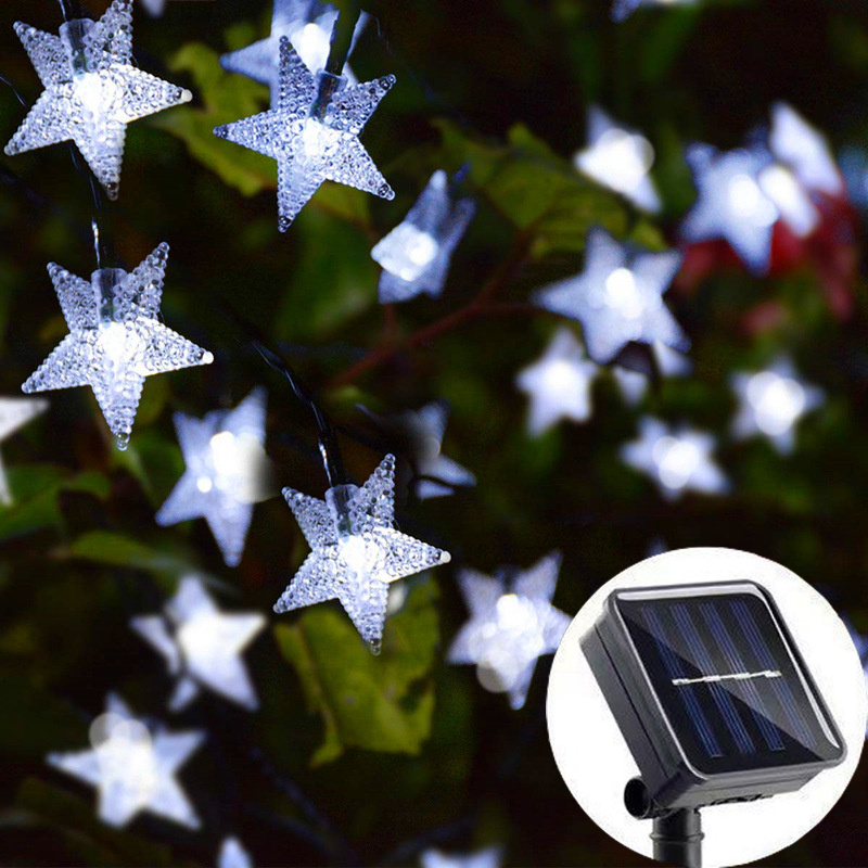 Solar Star String Lights Waterproof Outdoor Fairy Lights with 8 Lighting Modes