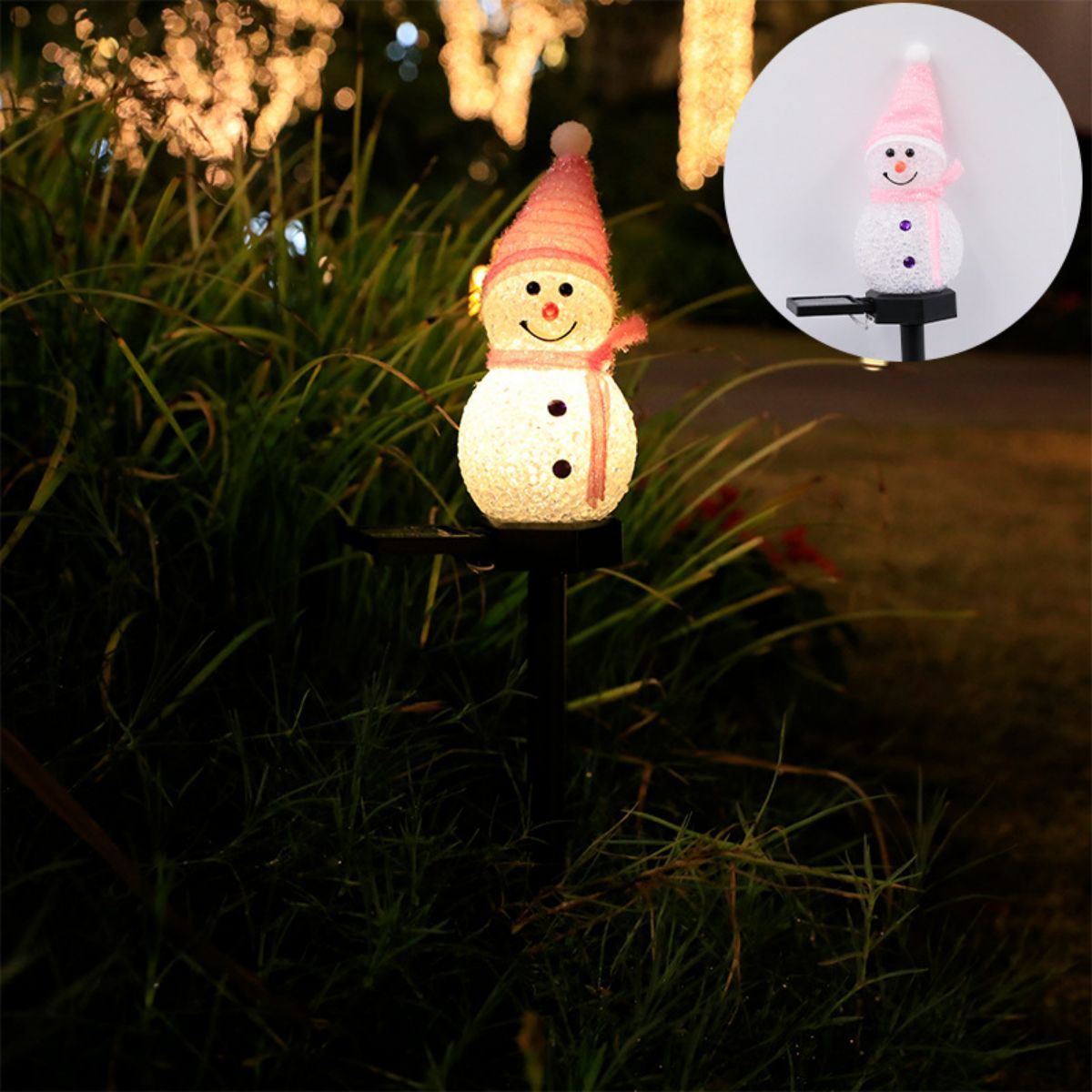 Solar Snowman Lights Outdoor Christmas Pathway Garden Decor