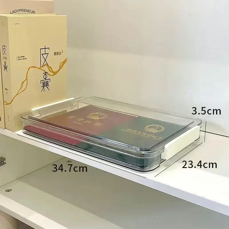 Transparent A4 Document Storage Box Stackable Desktop File Organizer with Lid