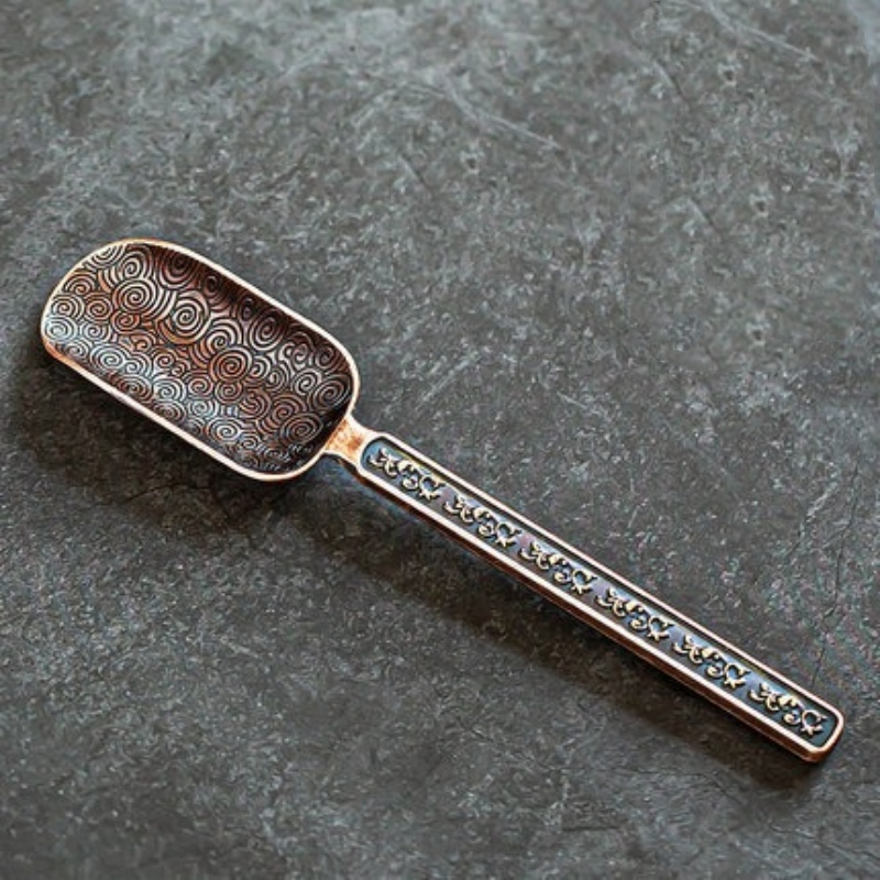 Retro Alloy Tea Scoop Loose Leaf Tea Spoon for Kung Fu Tea Ceremony