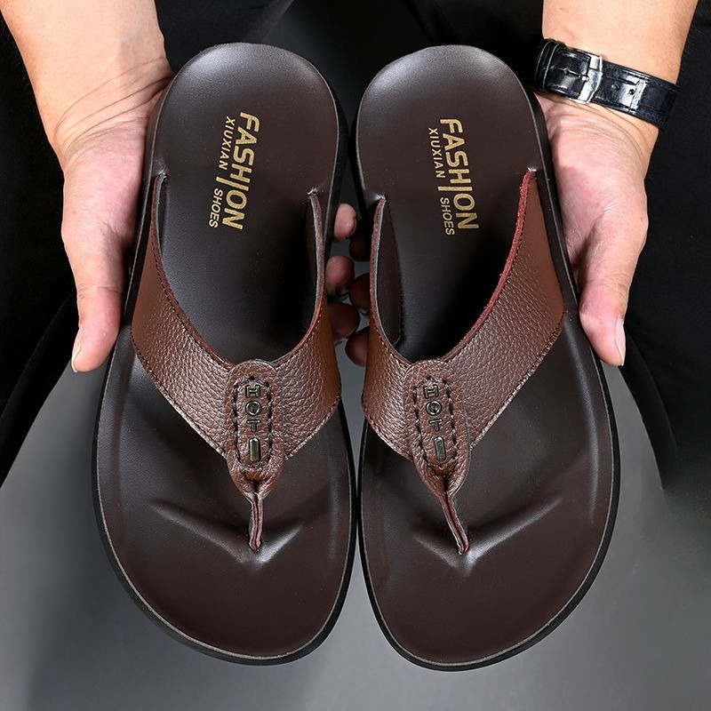 Men's PU Flip Flops with TPU Outsole and Low Heel