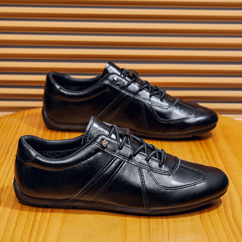 Men's PU Casual Lace-Up Shoes with Breathable Cotton Lining and Rubber Outsole
