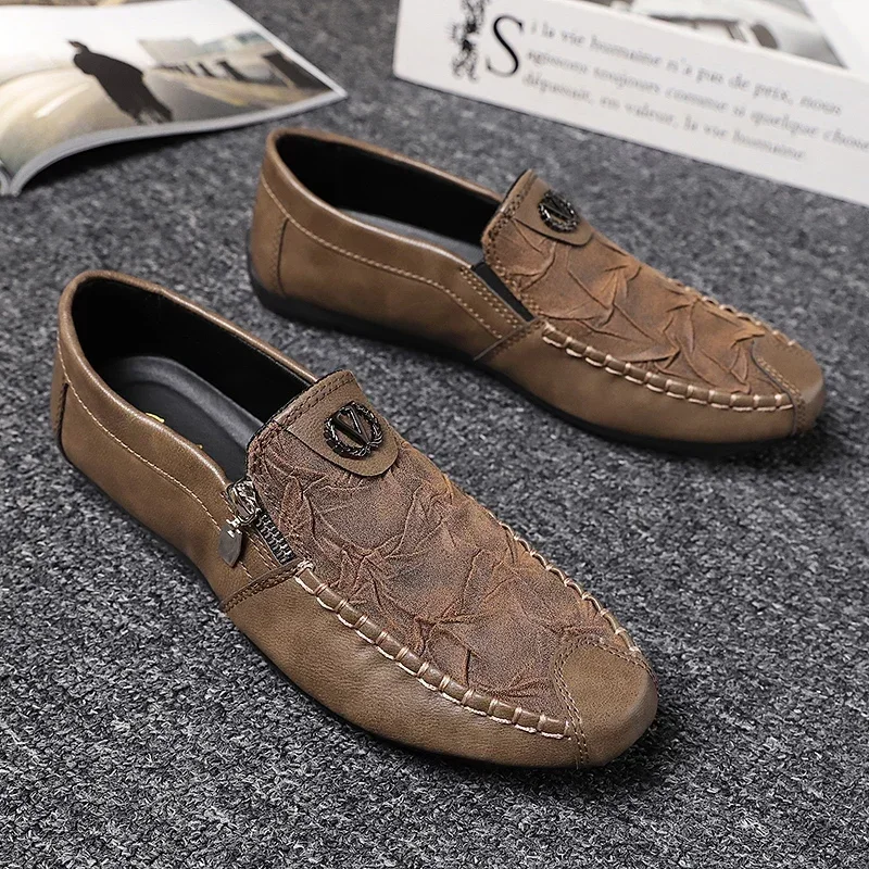 Men's PU Slip-On Loafers with Breathable Upper and EVA Insole