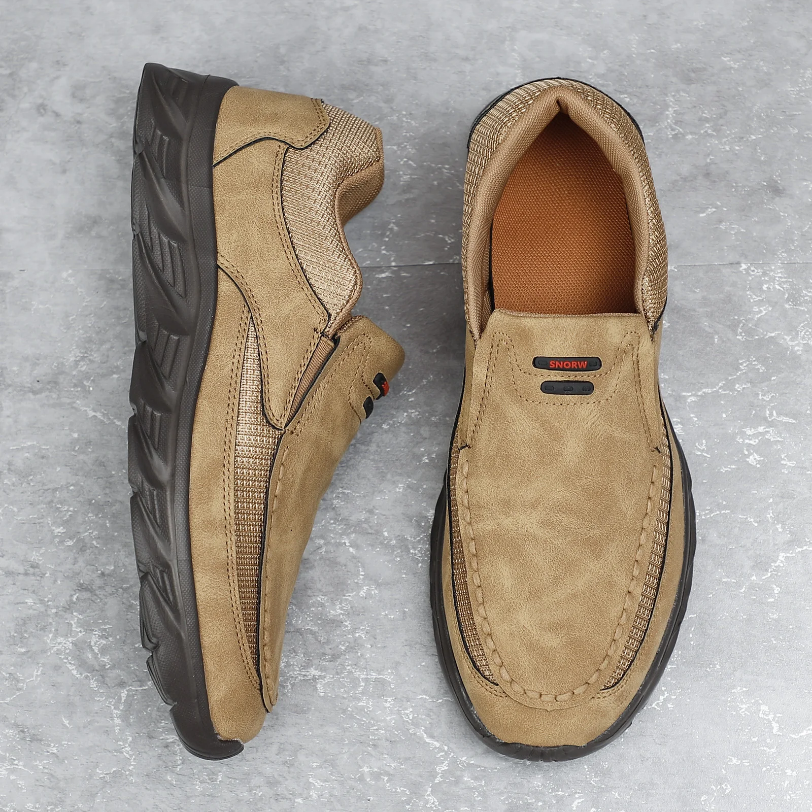 Men's Breathable PU Slip-On Loafers with Rubber Outsole