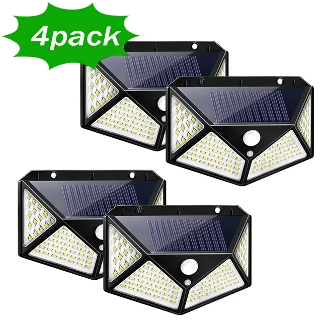 100 LED Solar Wall Light with Motion Sensor IP65 Waterproof Outdoor Lighting