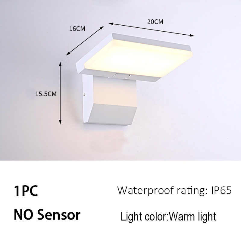 Modern LED Outdoor Wall Lamp with IP65 Protection and Optional Motion Sensor