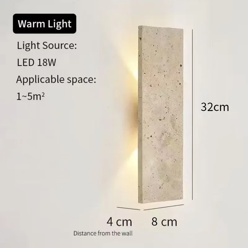 Modern 18W LED Outdoor Wall Light with Natural Stone Design and IP65 Protection