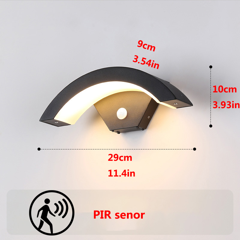 Modern LED Outdoor Wall Light with PIR Motion Sensor IP65 Aluminum Design