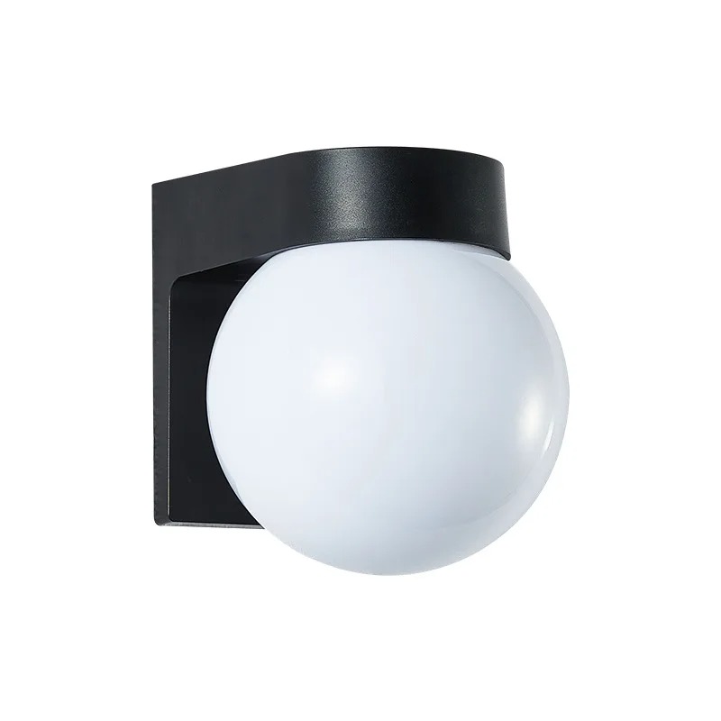 Modern Outdoor Wall Lamp with Black Ball Shade and E27 Base