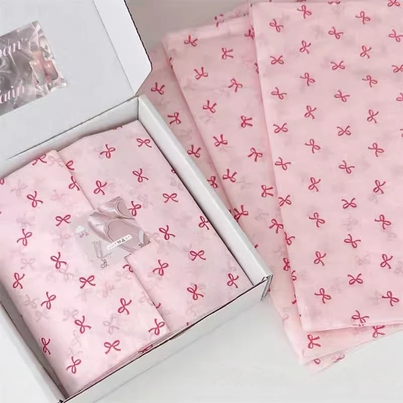 Pink Bowknot Flower Wrapping Paper 10 Sheet Bouquet and Gift Packaging Set