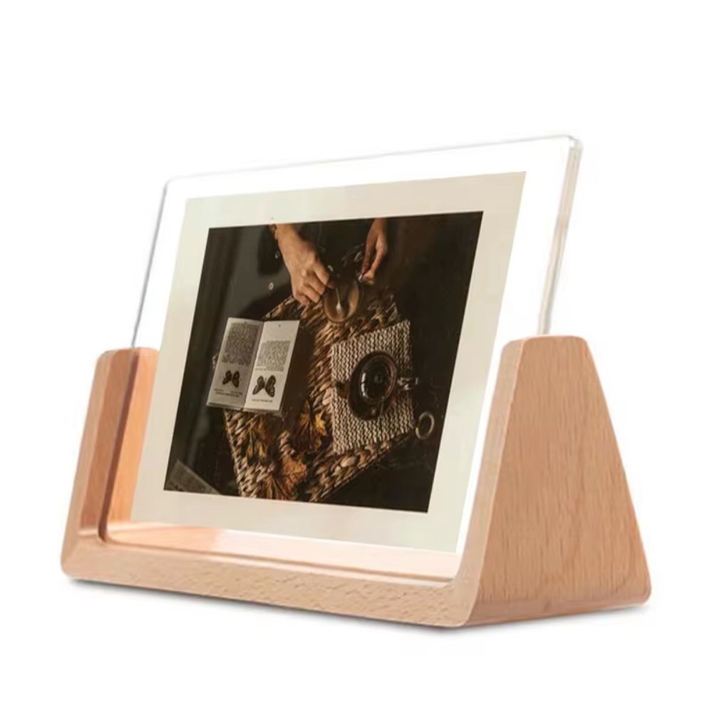 Wooden Picture Frame with Clear Acrylic Panels and Beech Wood Base