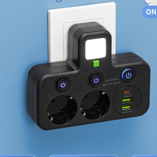 4 Outlet Power Strip with USB Type C PD Charging and Indicator Switch