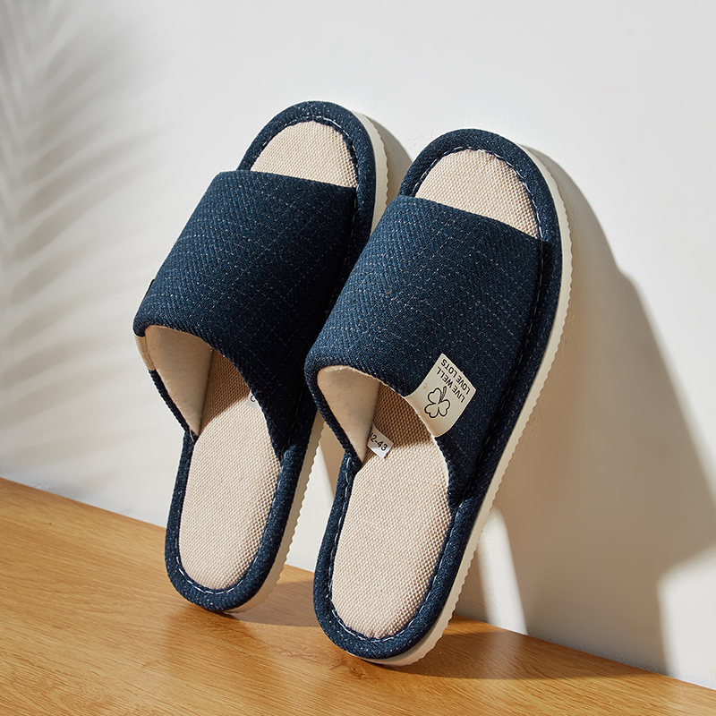 Mens & Womens Linen Slippers Soft, Breathable House Shoes for Spring, Summer & Autumn Cozy Open, Toed Home Footwear