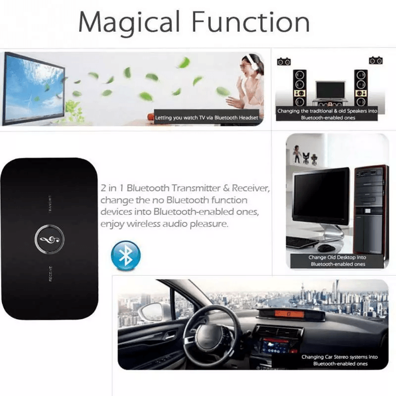 2-in-1 Bluetooth 5.1 Transmitter & Receiver Wireless Adapter For Home Stereo, TV, Speakers - 3.5mm Jack, 8hr Battery