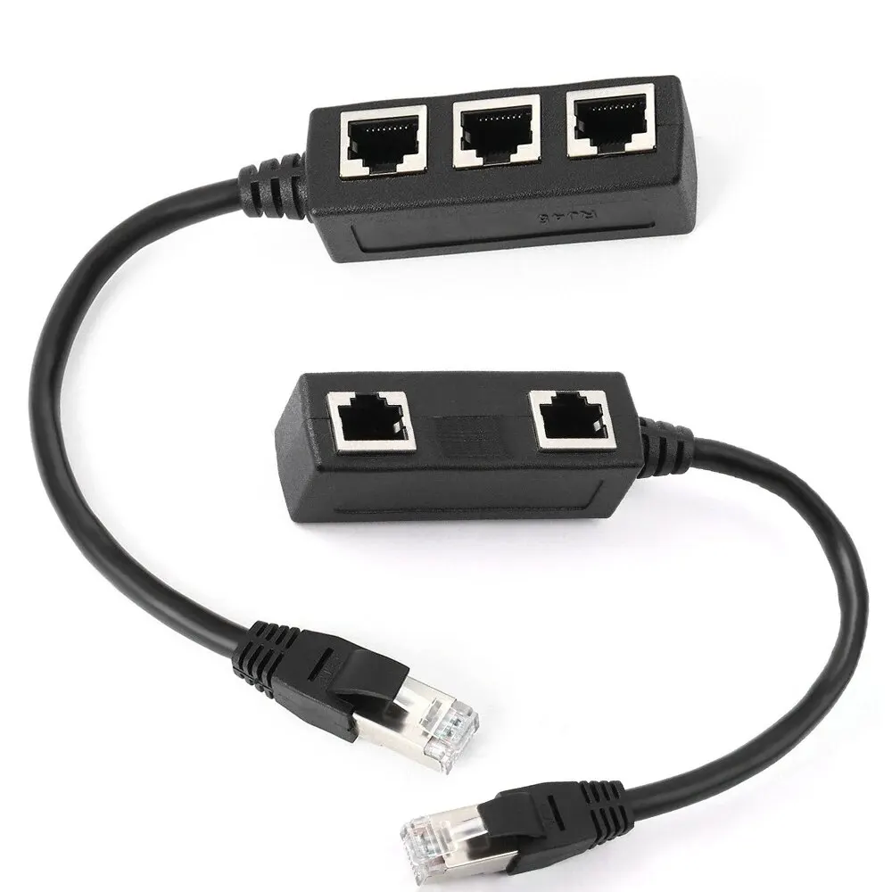 RJ45 1 to 2 / 1 to 3 Port Splitter Connector, Cat5 Cat6 Cat7 LAN Ethernet Adapter for Network Extension