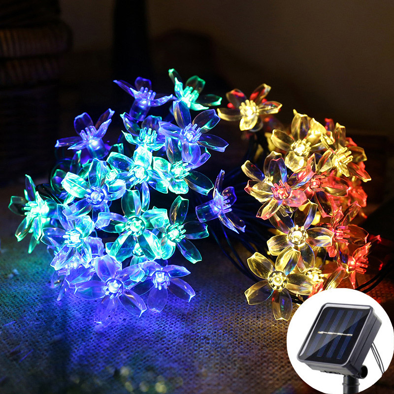 Solar Cherry Blossom String Lights, 20 LED Fairy Lights for Garden, Wedding & Outdoor Decor