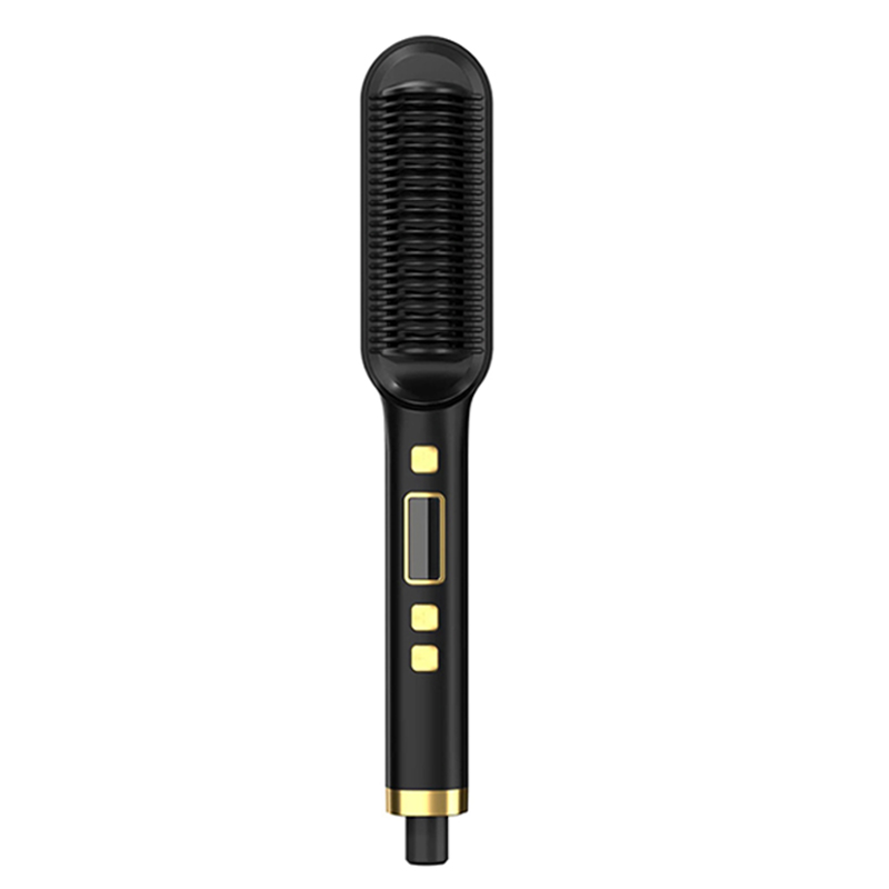 Ionic Hair Straightening Brush with LCD Display Electric Hair Straightener Brush Comb