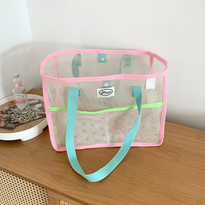 Summer Mesh Beach Tote Bag Large Capacity Waterproof Shower Carry Bag