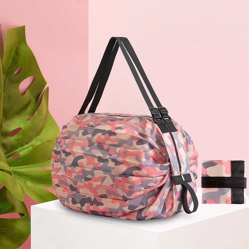 Foldable Waterproof Reusable Shopping Bag Portable Grocery Tote for Travel and Beach