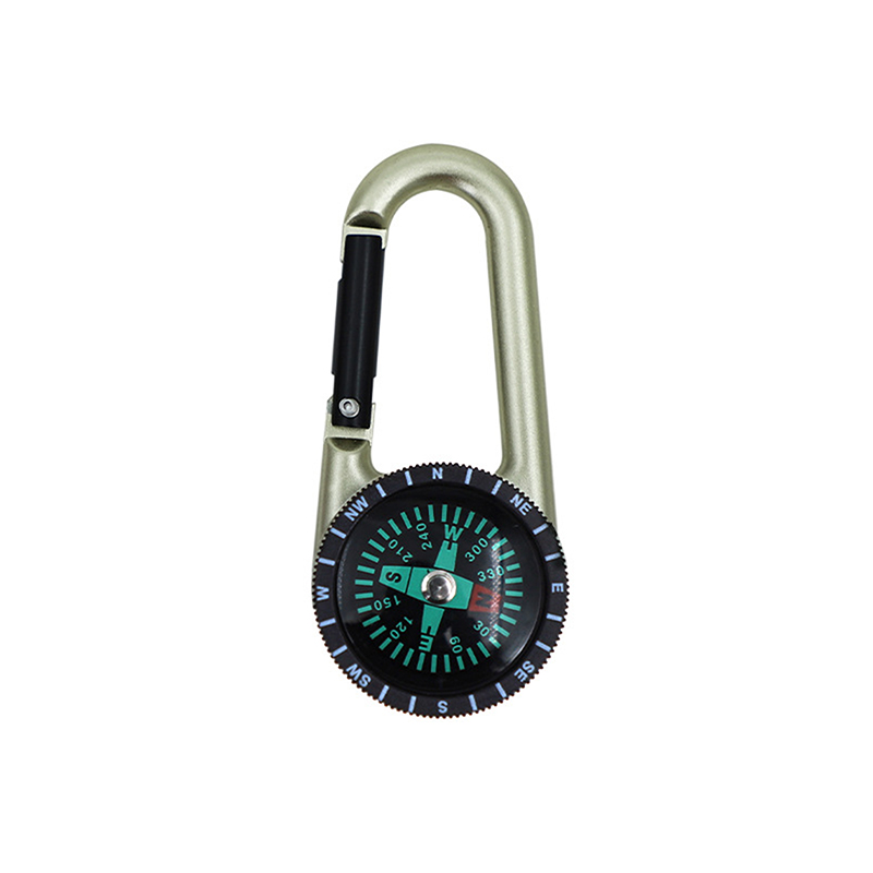 Mini Carabiner Compass Keychain with Thermometer Outdoor Hiking Navigation Tool