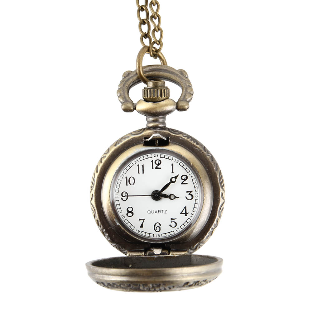 Vintage Dual Time Pocket Watch Necklace Roman Dial Antique Travel Timepiece