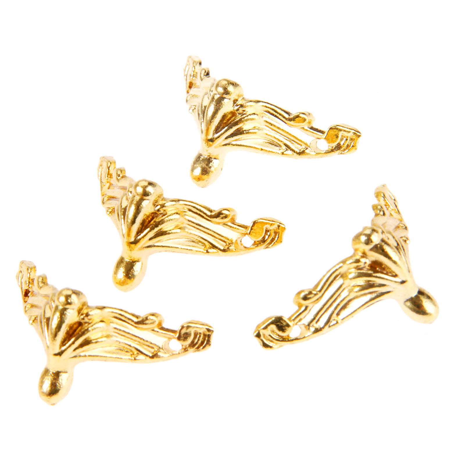 Vintage Decorative Corner Protectors Antique Brass Box Feet Set for Furniture & Jewelry Boxes
