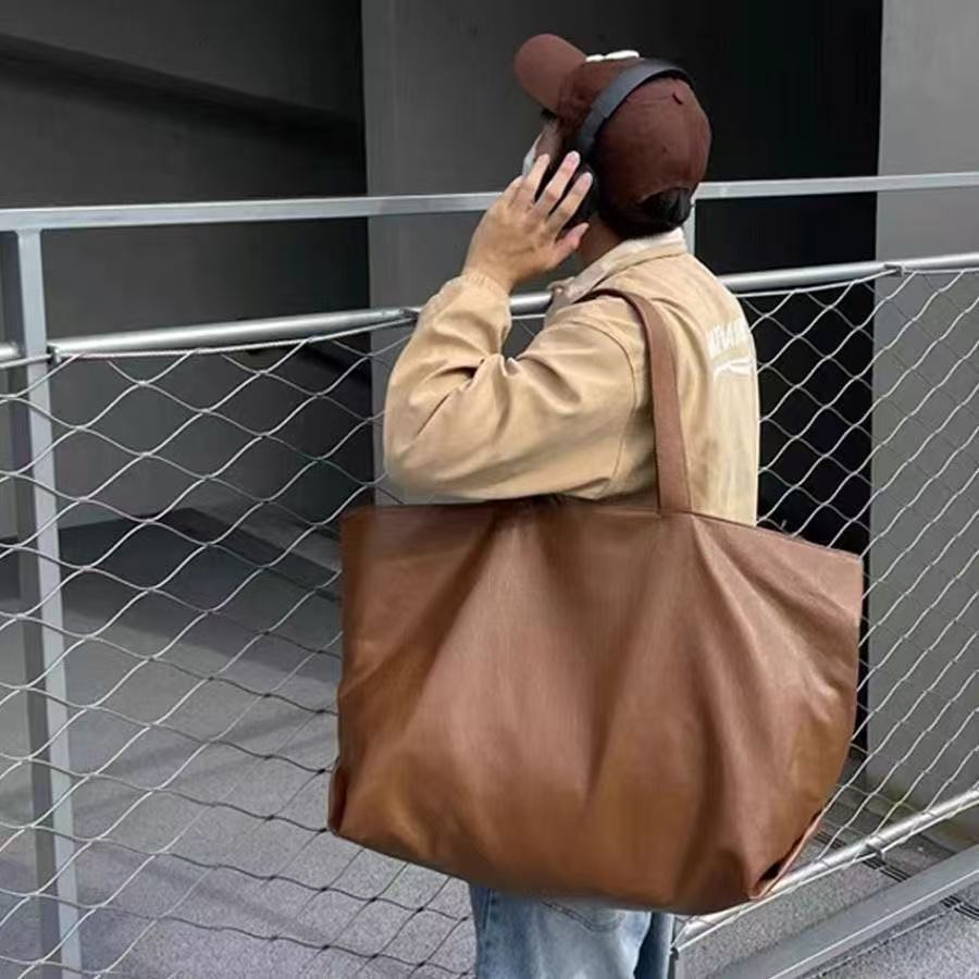 Large Capacity PU Leather Shoulder Tote Bag for Women Commuter Handbag