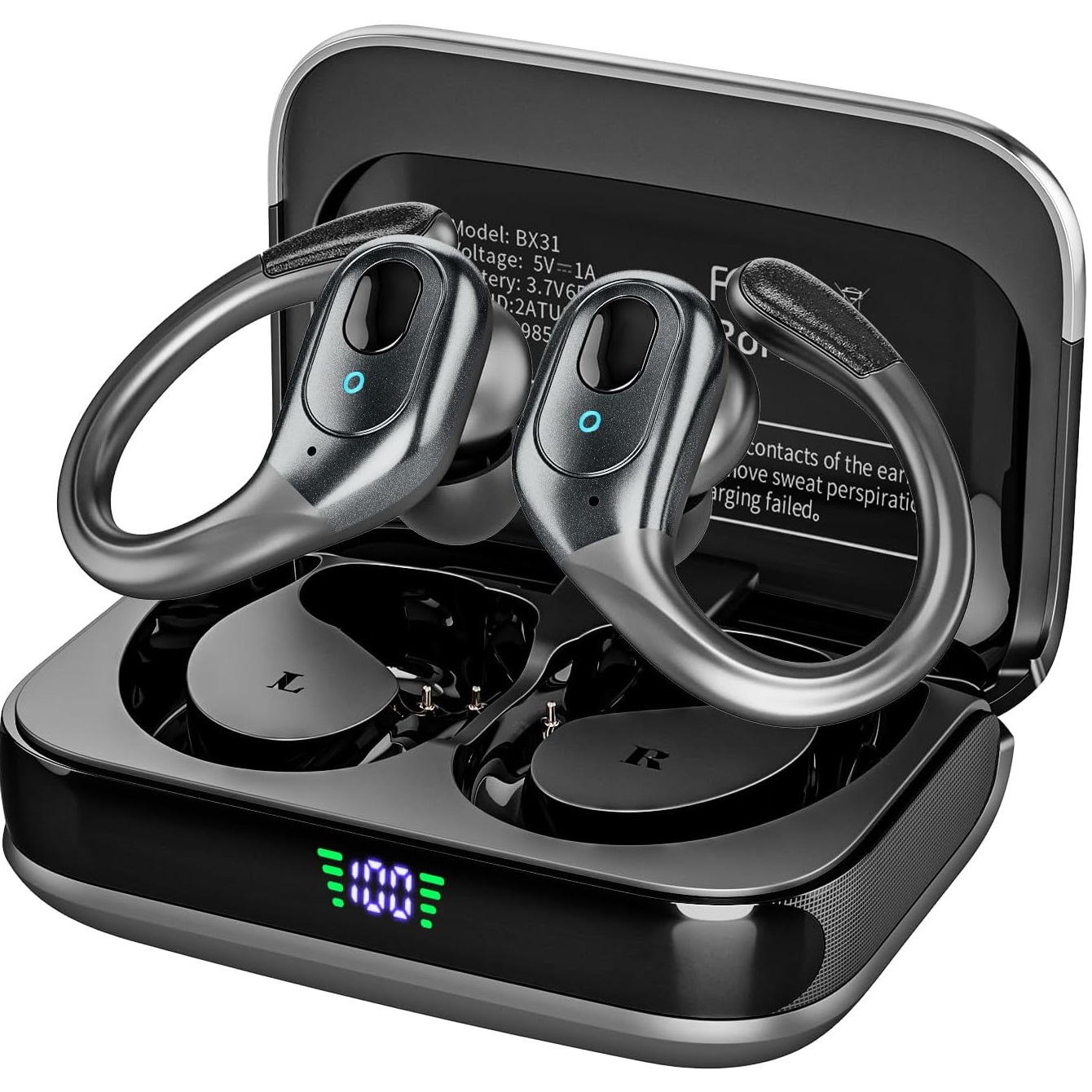 Wireless Sports Earbuds Bluetooth HiFi Bass Waterproof Noise Cancelling Headset