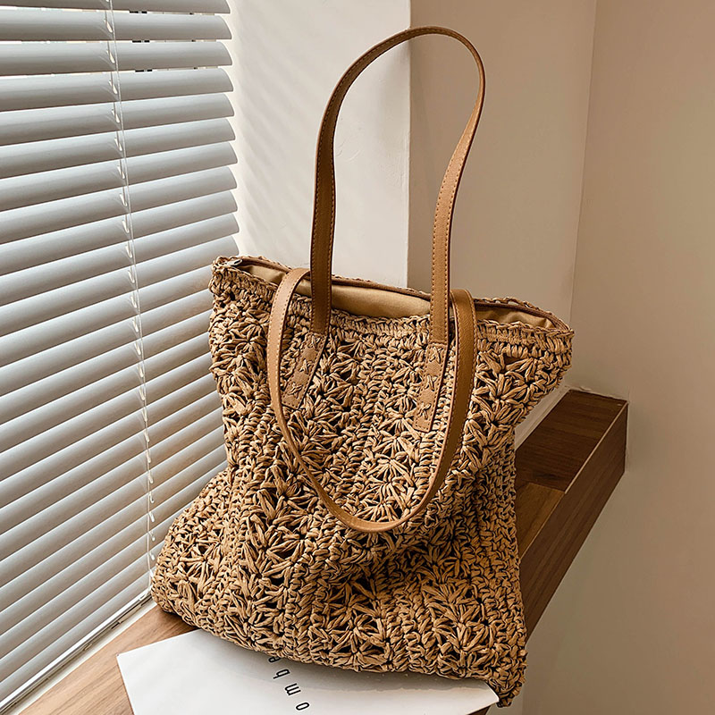 Boho Straw Beach Tote Bag Large Capacity | Inspire Uplift