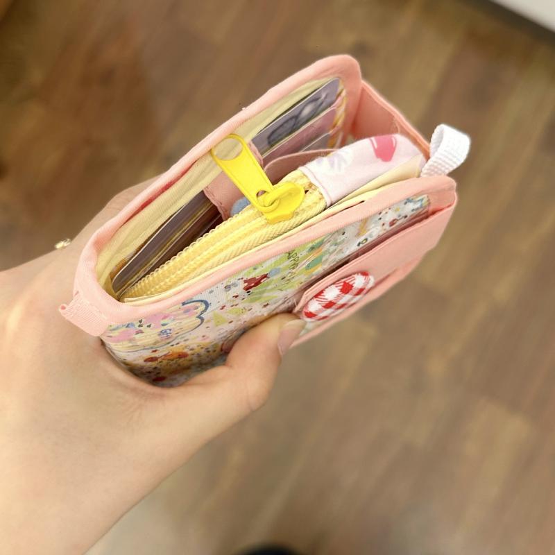 Cartoon Canvas Mini Wallet with Multi Layer Card Holder Slim Coin Purse