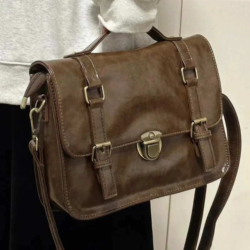 Vintage Canvas Crossbody Backpack Preppy Style Shoulder Bag for Women